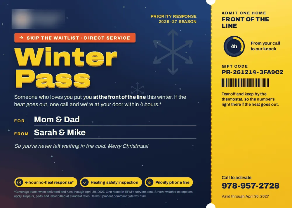 Winter Pass gift card for Mom and Dad